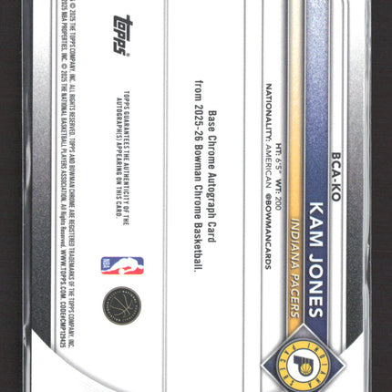 2025 Topps Bowman Chrome Kam Jones #BCA-KO Oragne SHimmer 04/25 RC Auto