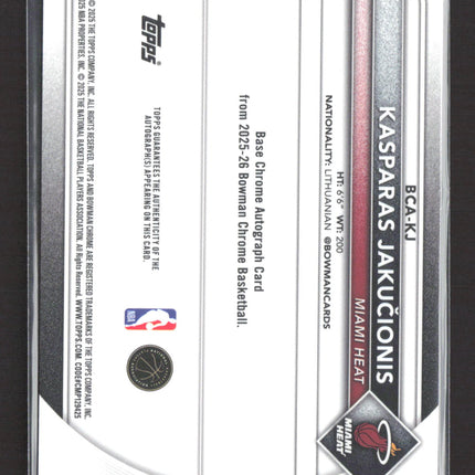 2025 Topps Bowman Chrome Kasparas Jakucionis #BCA-KJ Gold 21/50 RC Auto