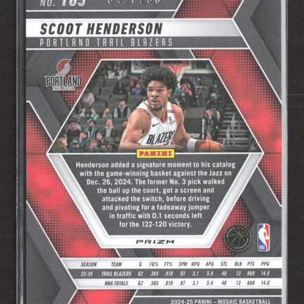 2025 Panini Mosaic Prizm Scoot Henderson #165 Red 043/299