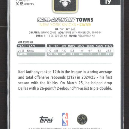 2025 Topps Flagship Karl-Anthony Towns #19 Blackout 87/99