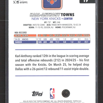 2025 Topps Flagship Karl-Anthony Towns #19 Gold 0723/2025