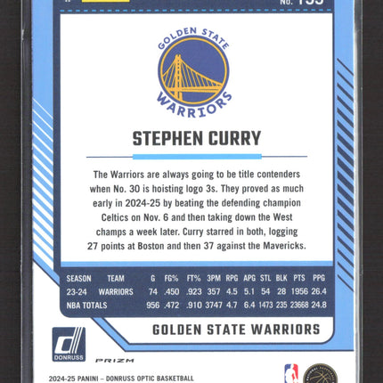 2025 Panini Donruss Optic Prizm Stephen Curry #155 Pink Hyper