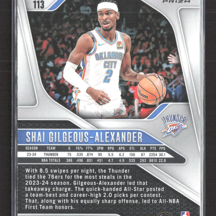 2024 Panini Prizm Shai Gilgeous-Alexander #113 Silver