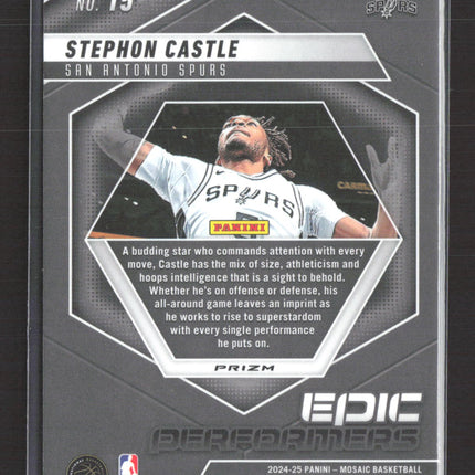2025 Panini Mosaic Epic Performers Stephon Castle #15 Silver Prizm RC