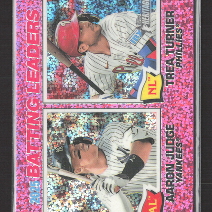 2025 Topps Heritage Trea Turner Aaron Judge #1 Pink Speckle