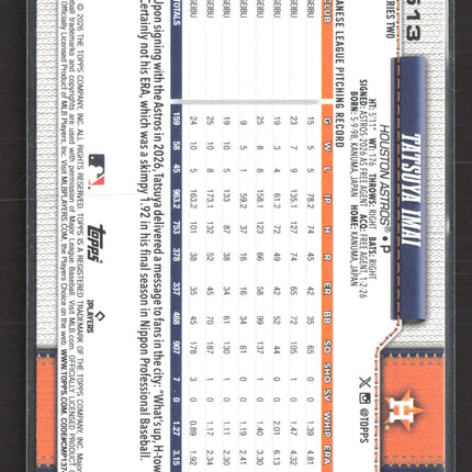2026 Topps Series Two Tatsuya Imai #513 Silver Foil RC