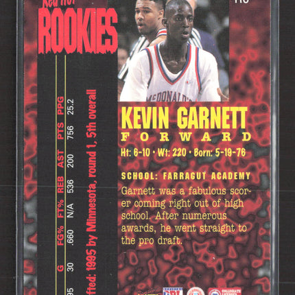 1996 Signature Rookies Red Hot Rookies Kevin Garnett #R6