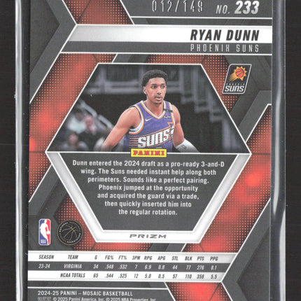 2025 Panini Mosaic Prizm Ryan Dunn #233 Blue 012/149 RC