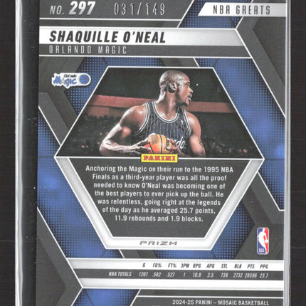 2025 Panini Mosaic NBA Greats Shaquille O'Neal #297 Blue 031/149