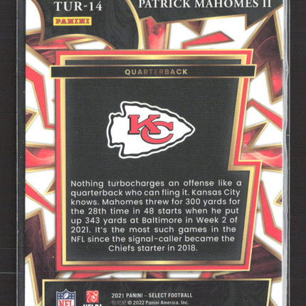 2022 Panini Select Turbocharged Patrick Mahomes II #TUR-14 Silver Prizm