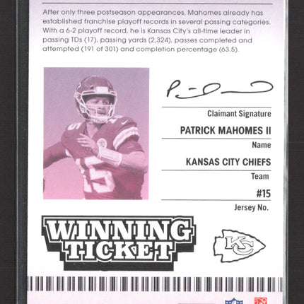 2021 Panini Contenders Winning Ticket Patrick Mahomes II #WT-PMA
