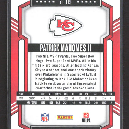 2023 Panini Score Football Patrick Mahomes II #119