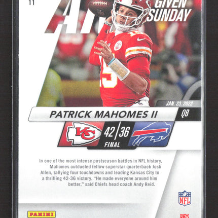 2022 Panini Prestige Any Given Sunday Patrick Mahomes II #11