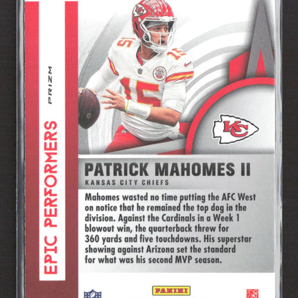 2023 Panini Mosaic Prizm Epic Performers Patrick Mahomes II #EP-PM Green and Red