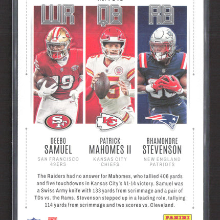 2022 Panini Score Fantasy Stars Patrick Mahomes II Deebo Samuel Stevenson #FS10