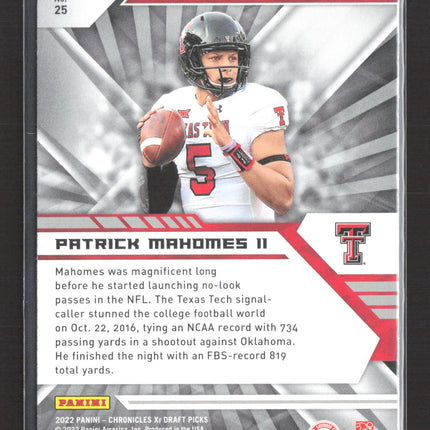 2022 Panini Chronicles XR Draft Picks Patrick Mahomes II #25
