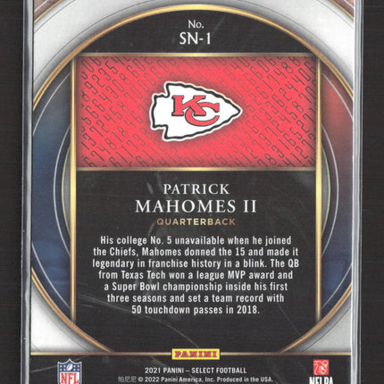 2022 Panini Select Select Numbers Patrick Mahomes II #SN-1 Silver Prizm