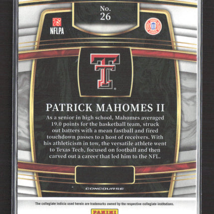 2022 Panini Select Draft Picks Concourse Patrick Mahomes II #26 Blue
