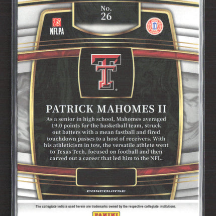 2022 Panini Select Draft Picks Patrick Mahomes II #26 Concourse