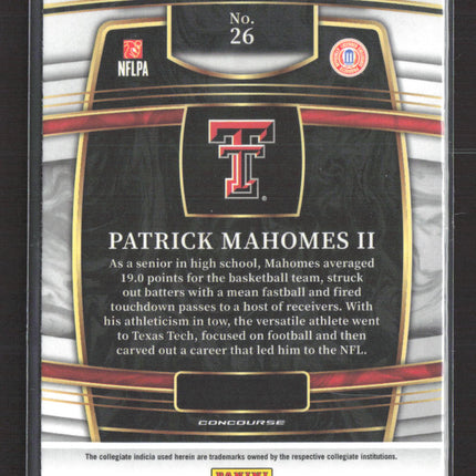 2022 Panini Select Draft Picks Concourse Patrick Mahomes II #26 Blue