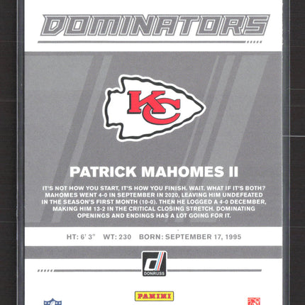 2021 Panini Donruss Dominators Patrick Mahomes II #D20 Holo
