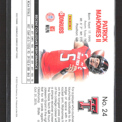 2022 Panini Chronicles Donruss Draft Picks Patrick Mahomes II #24