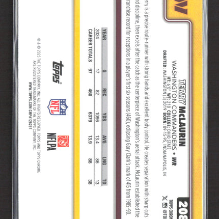 2025 Topps Chrome Terry McLaurin #208 Blue Sapphire Refractor