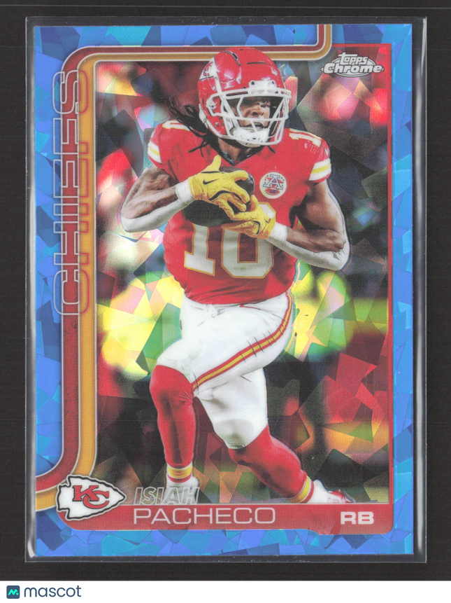 2025 Topps Chrome Isiah Pacheco #149 Blue Sapphire Refractor