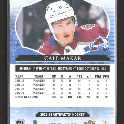 2023 Upper Deck Artifacts Cale Makar #17 Emerald 20/99