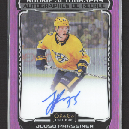 2023 O-Pee-Chee Platinum Juuso Parssinen #R-PA Matte Pink Auto