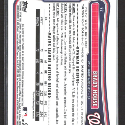 2026 Bowman Chrome Brady House #92 RC Red logo