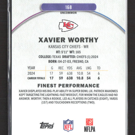 2025 Topps Finest Xavier Worthy #168 Uncommon Oil Spill