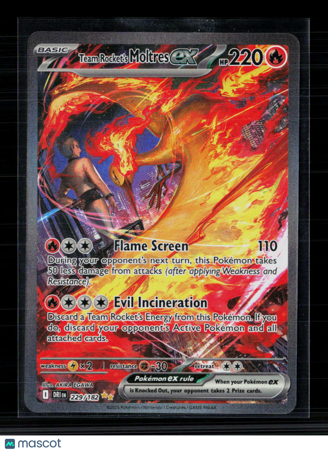 Pokemon 2025 Scarlet & Violet Black Bolt Team Rocket's Moltres EX SAR #229/182