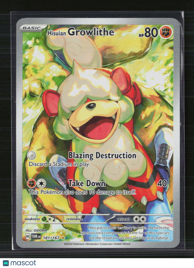 Pokemon 2024 Twilight Masquerade Hisuian Growlithe #181/167