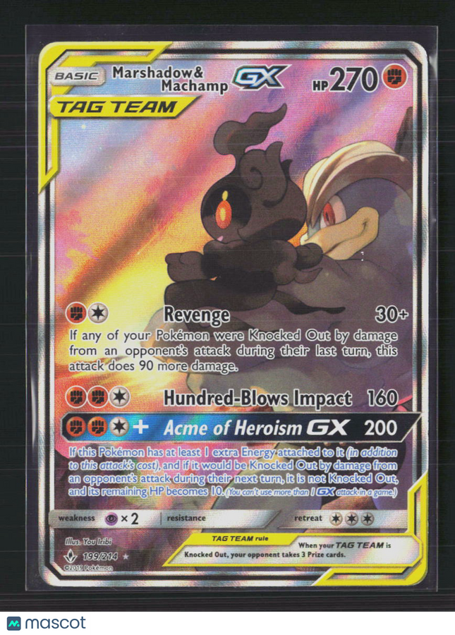 Pokemon 2019 Unbroken Bonds Marshadow & Machamp GX FA #199/214