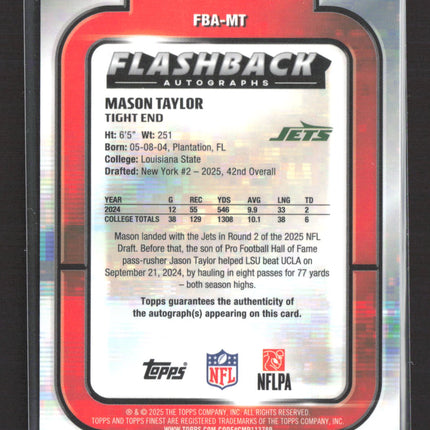 2025 Topps Finest Flashback Autographs Mason Taylor #FBA-MT RC Auto