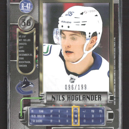 2021 SkyBox Metal Universe Nils Hoglander #R-47 Purple 096/199
