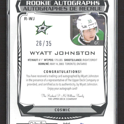 2023 O-Pee-Chee Platinum Cosmic Wyatt Johnston #R-WJ 26/35 Auto