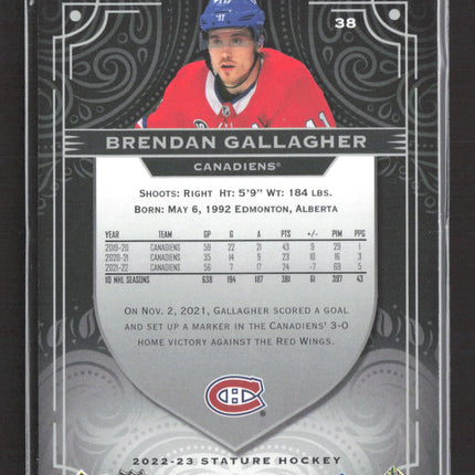 2023 Upper Deck Stature Brendan Gallagher #38 13/15