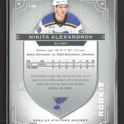 2023 Upper Deck Stature Nikita Alexandrov #135 068/399