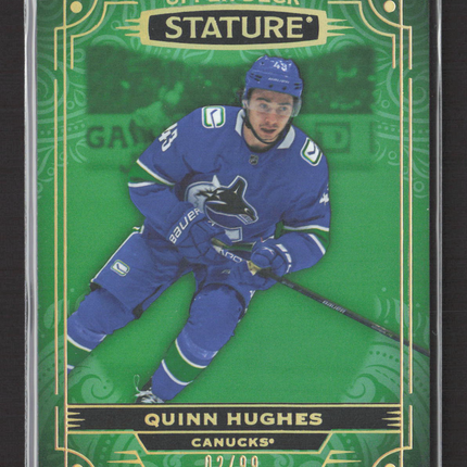 2022 Upper Deck Stature Quinn Hughes #81 Green 02/99