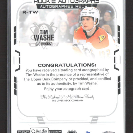 2026 Upper Deck O-Pee-Chee Platinum Tim Washe #R-TW Auto