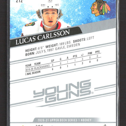 2020 Upper Deck Series 1 Young Guns Lucas Carlsson #212