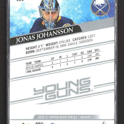 2020 Upper Deck Series 1 Young Guns Jonas Johansson #228