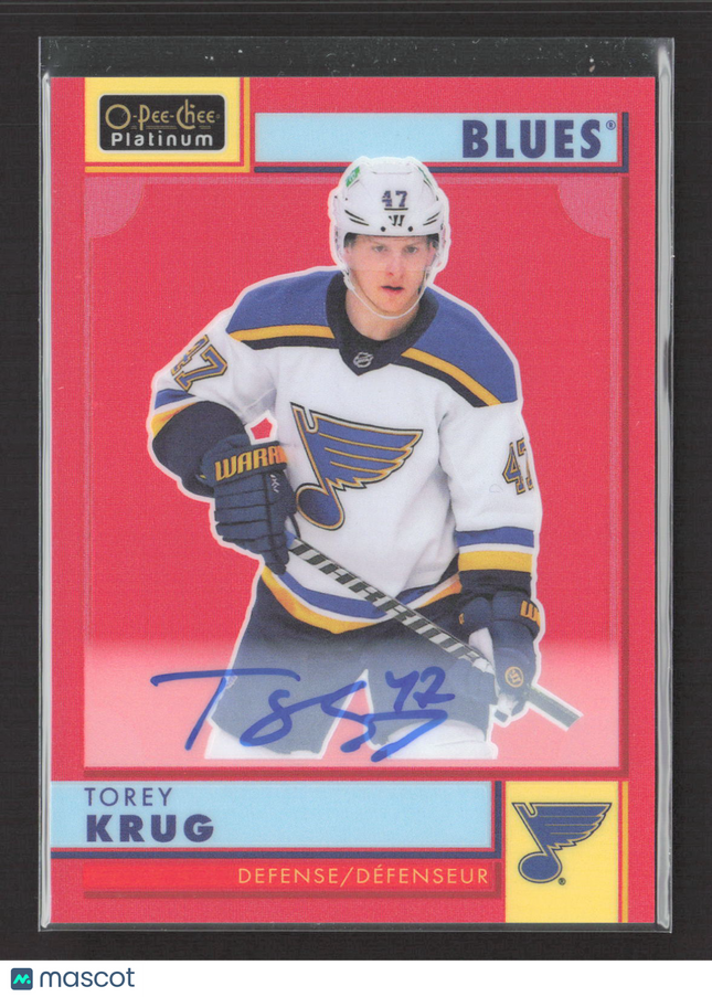 2023 O-Pee-Chee Platinum Torey Krug #R-38 Red Auto Auto