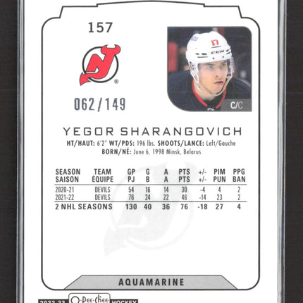2023 O-Pee-Chee Platinum Yegor Sharangovich #157 Aquamarine 062/149