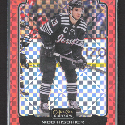 2023 O-Pee-Chee Platinum Nico Hischier #38 Orange Checkers 25/25