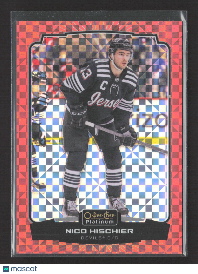 2023 O-Pee-Chee Platinum Nico Hischier #38 Orange Checkers 25/25
