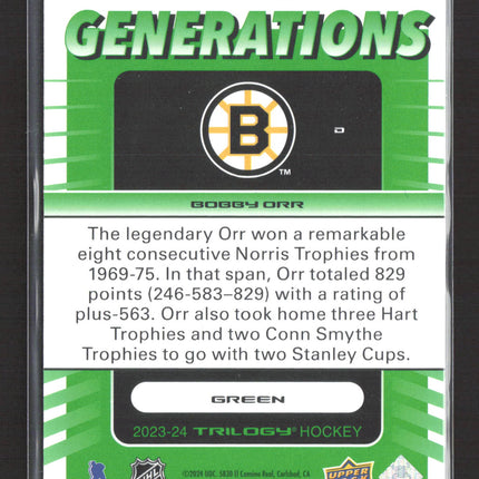 2024 Upper Deck Trilogy Generations Bobby Orr #TG-10A Green 86/99