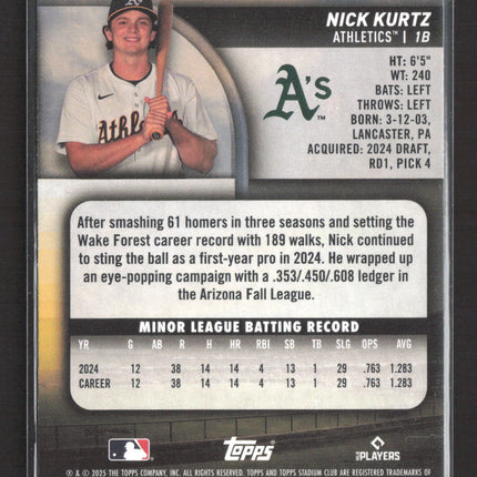 2025 Topps Stadium Club Nick Kurtz #9 Red RC